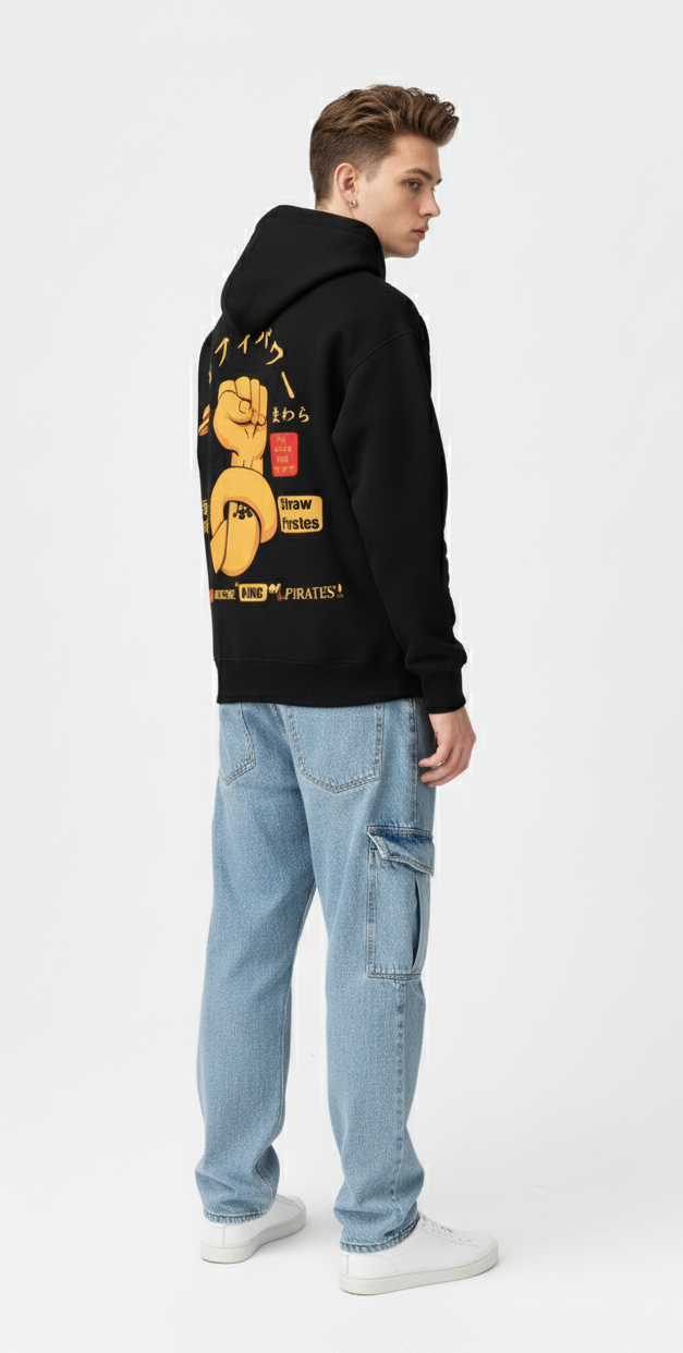 One Piece Luffy Power Oversized Hoodie "King of Pirates" Fleece Sweater