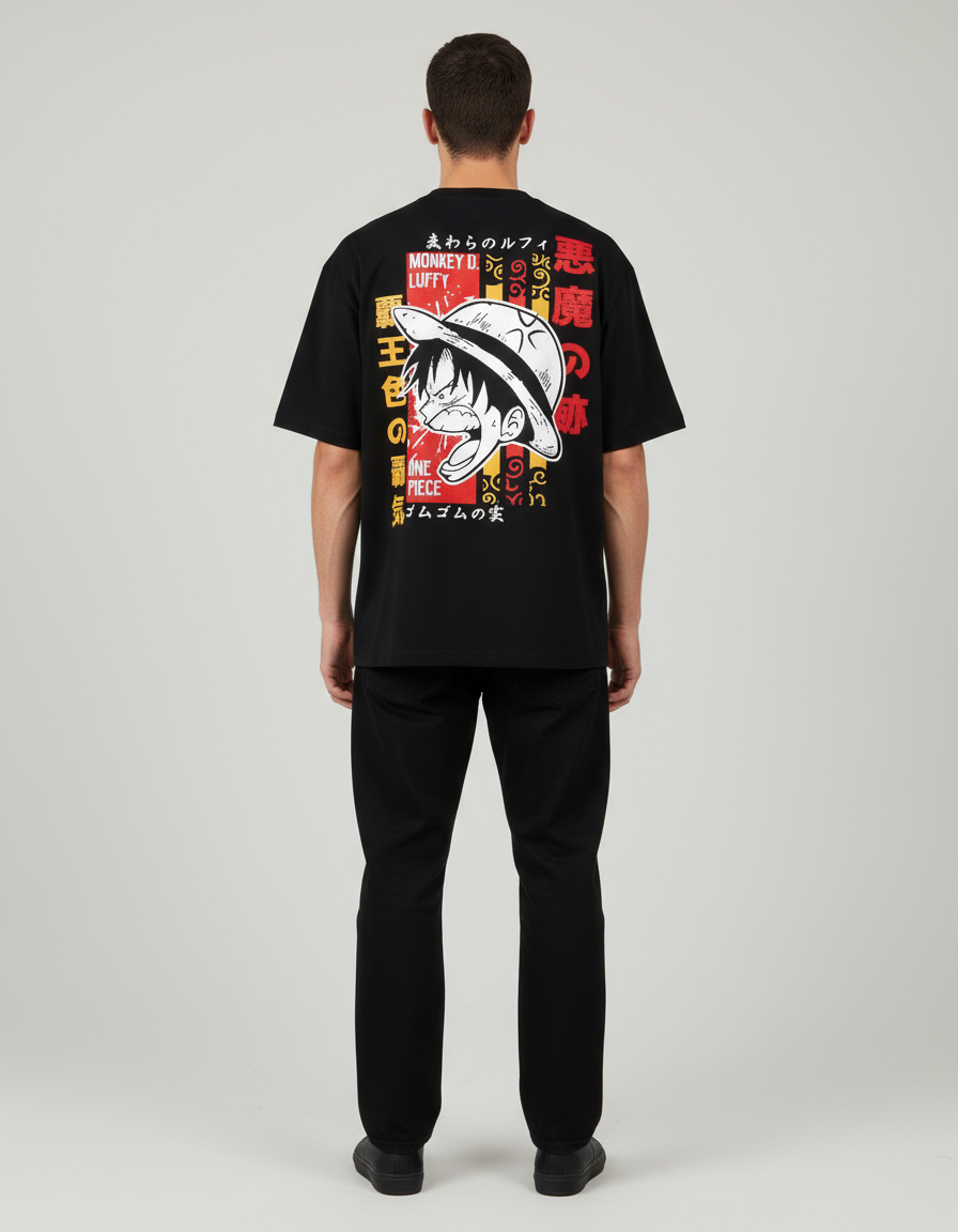One Piece "Luffy Rage" Graphic Oversized Tee - Anime Streetwear