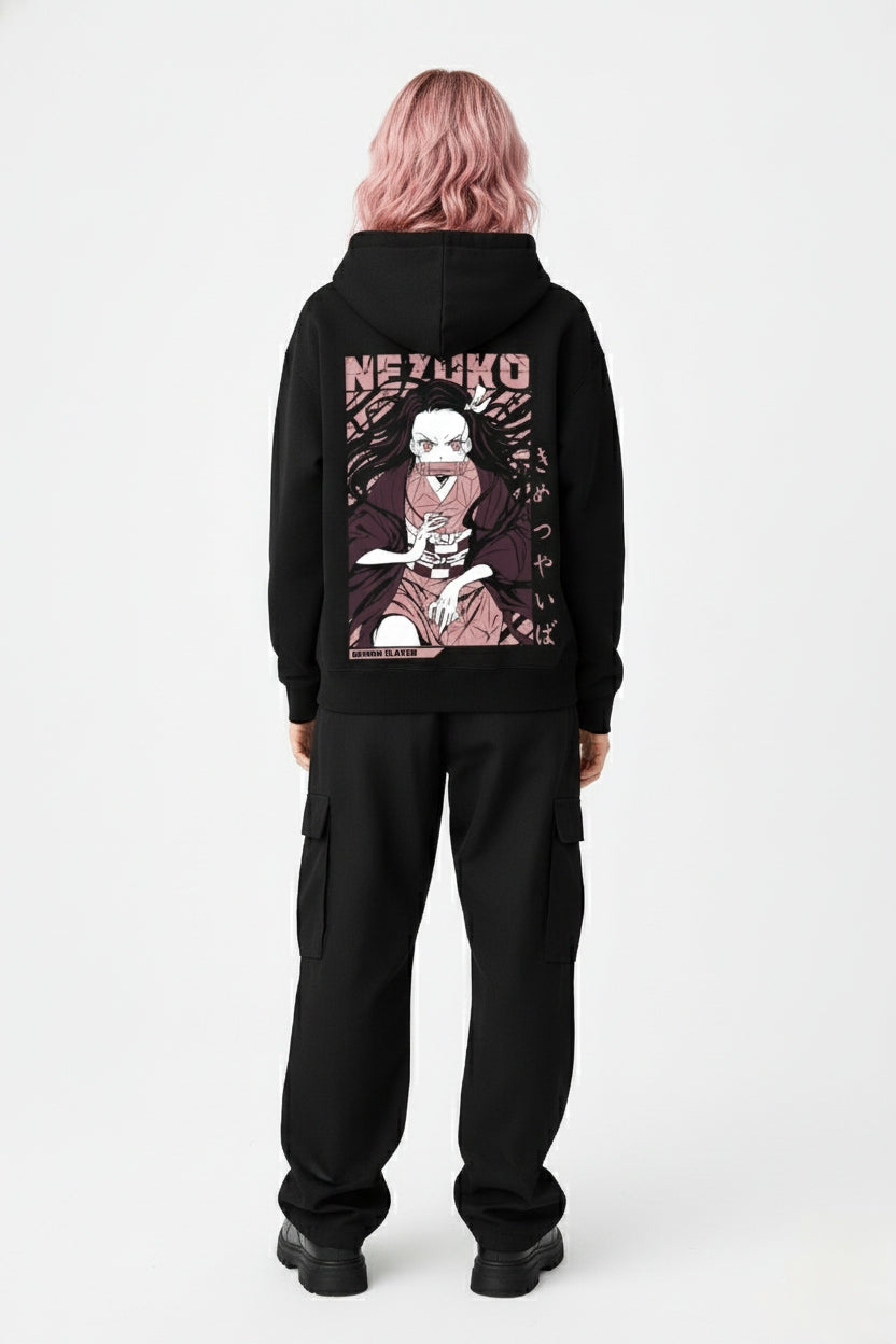 Demon Slayer Nezuko Kamado Oversized Hoodie | Anime Core Fleece Sweater