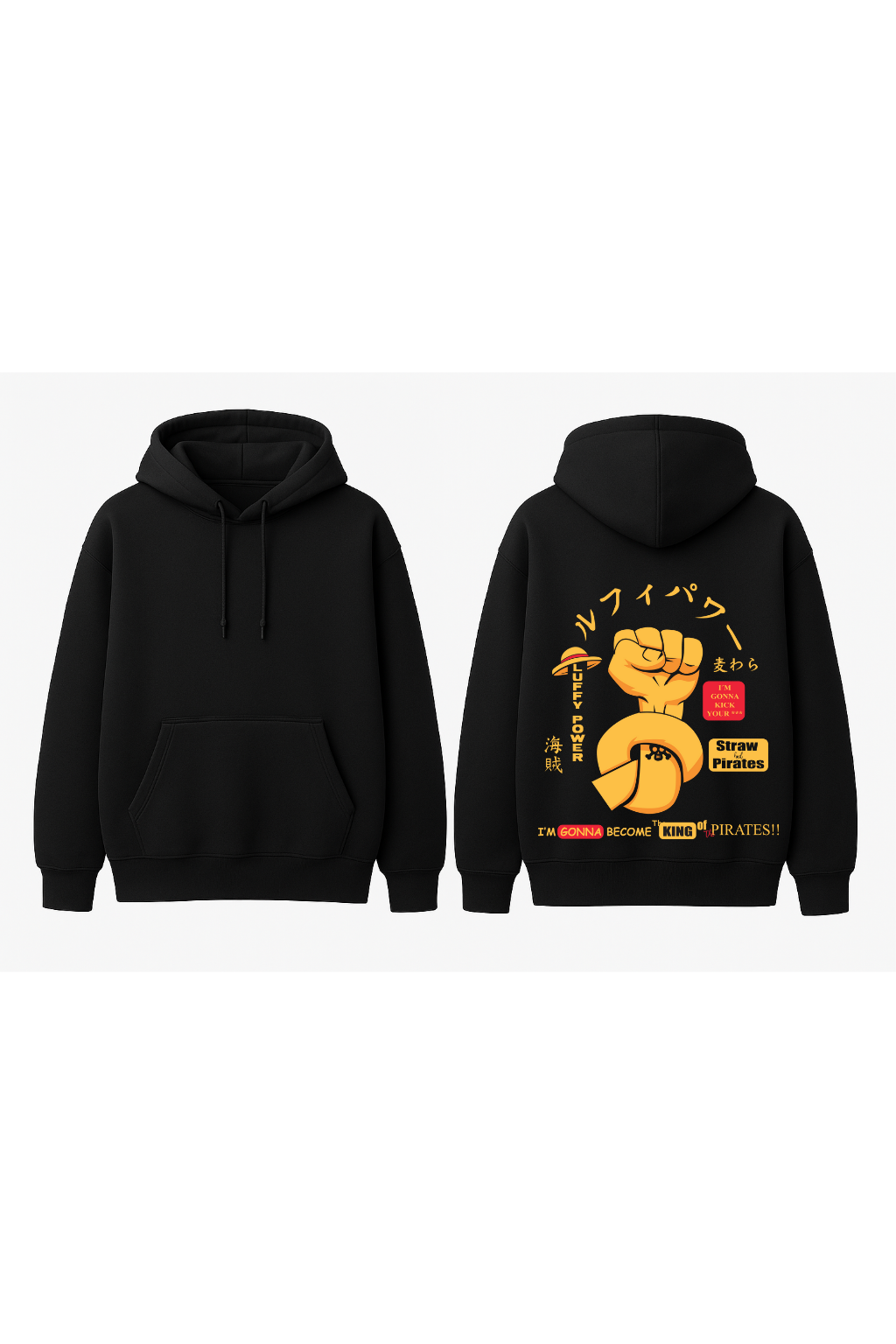 One Piece Luffy Power Oversized Hoodie "King of Pirates" Fleece Sweater