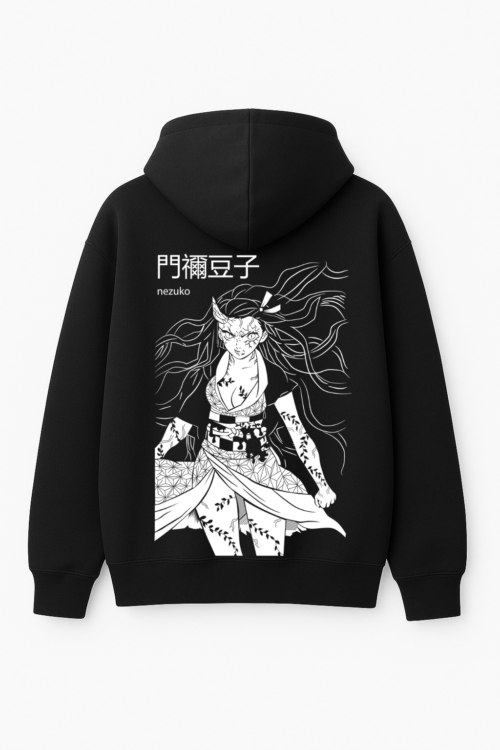 Demon Slayer Nezuko Final Demon Form Oversized Hoodie | Monochrome Fleece