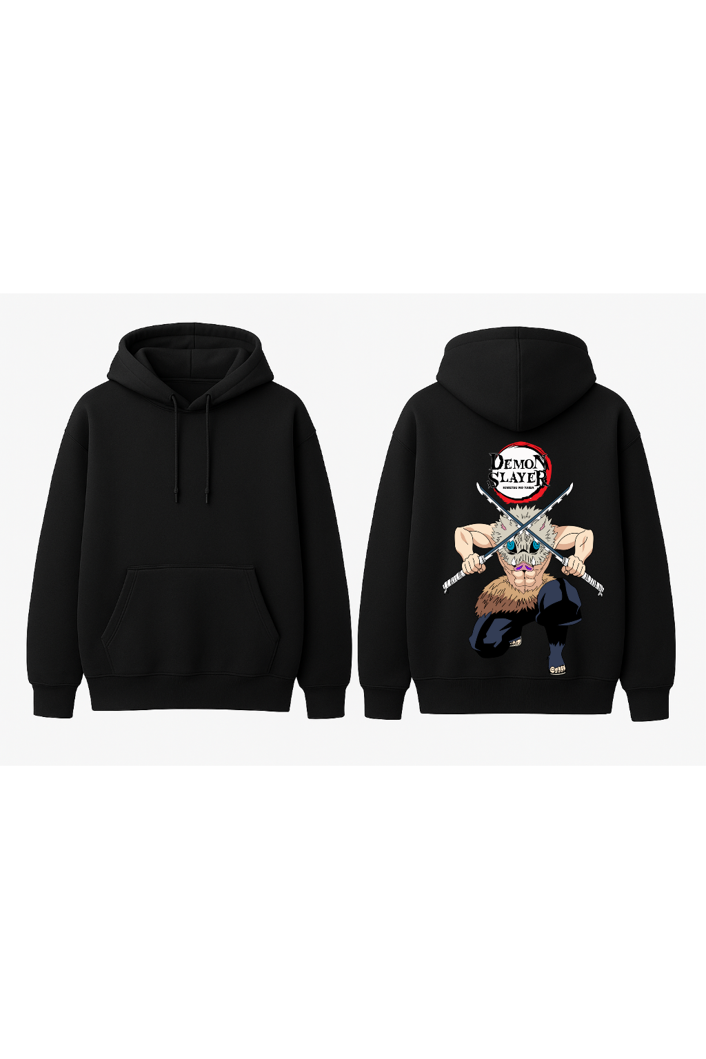 Demon Slayer Inosuke Dual Swords Oversized Hoodie | Boar Mask Ready Fleece