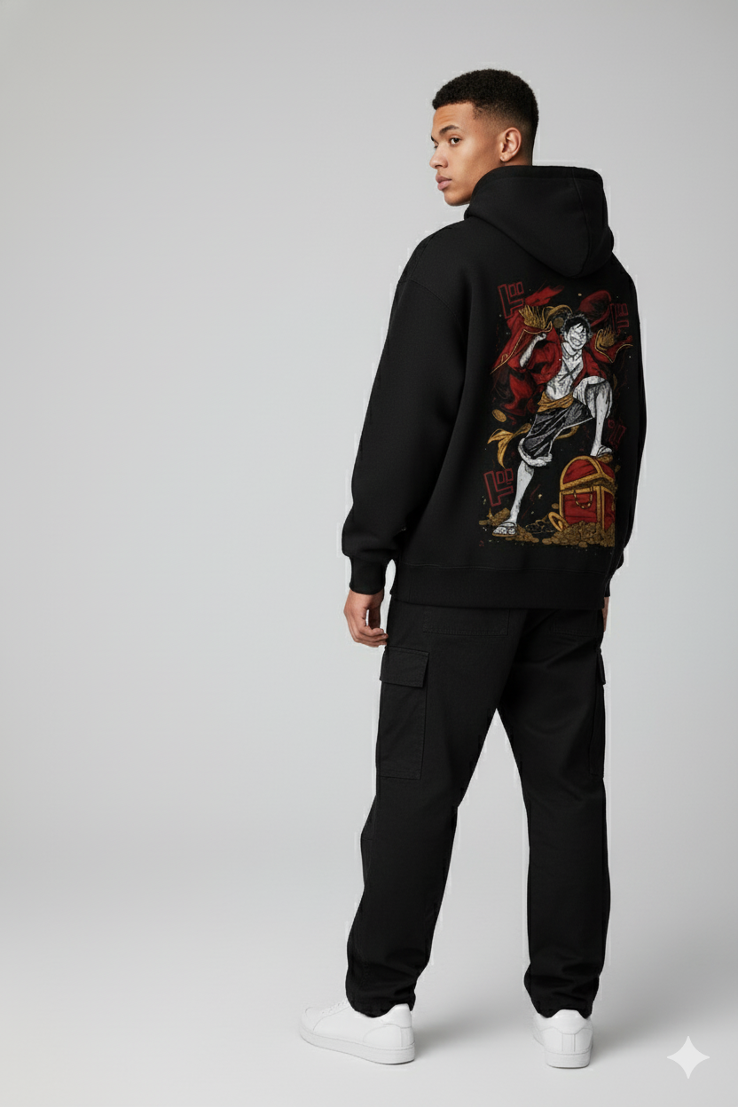 One Piece Luffy "Pirate King's Treasure" Oversized Hoodie | Captain's Fleece