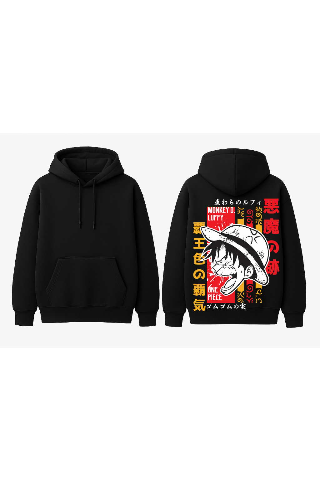 One Piece Luffy Iconic Elements Oversized Hoodie | Haki Devil Fruit Fleece