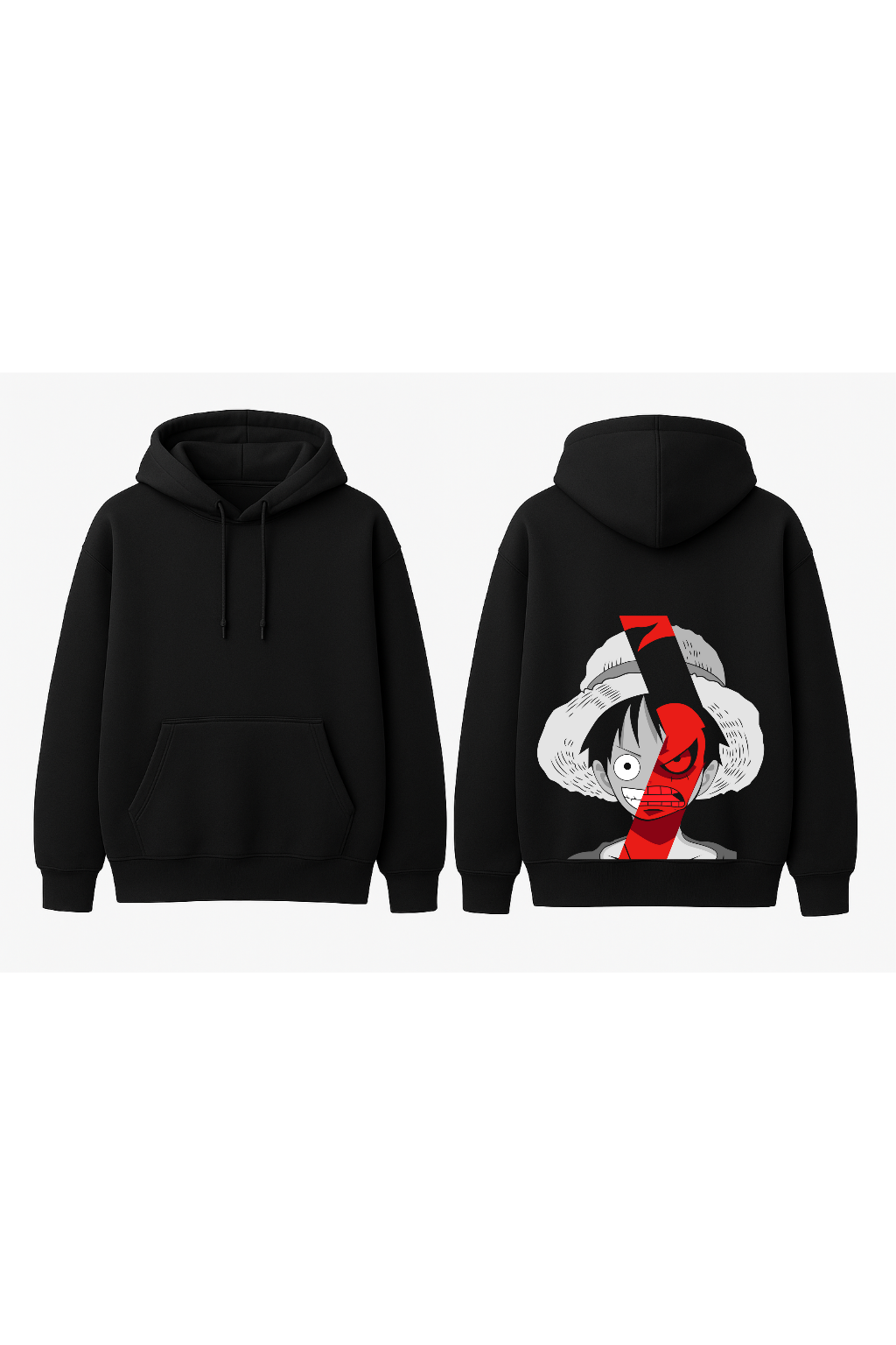 One Piece Luffy Duality Oversized Hoodie | Split Face Resolve Fleece