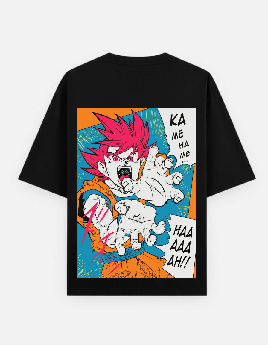 Dragon Ball Super "God Kamehameha" Oversized T-Shirt | SSG Goku Manga Tee