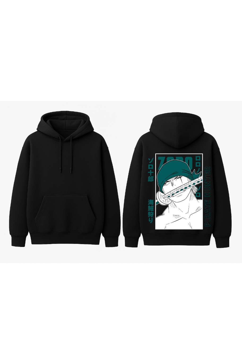 One Piece Zoro "Pirate Hunter" Oversized Hoodie | Teal Graphic Fleece