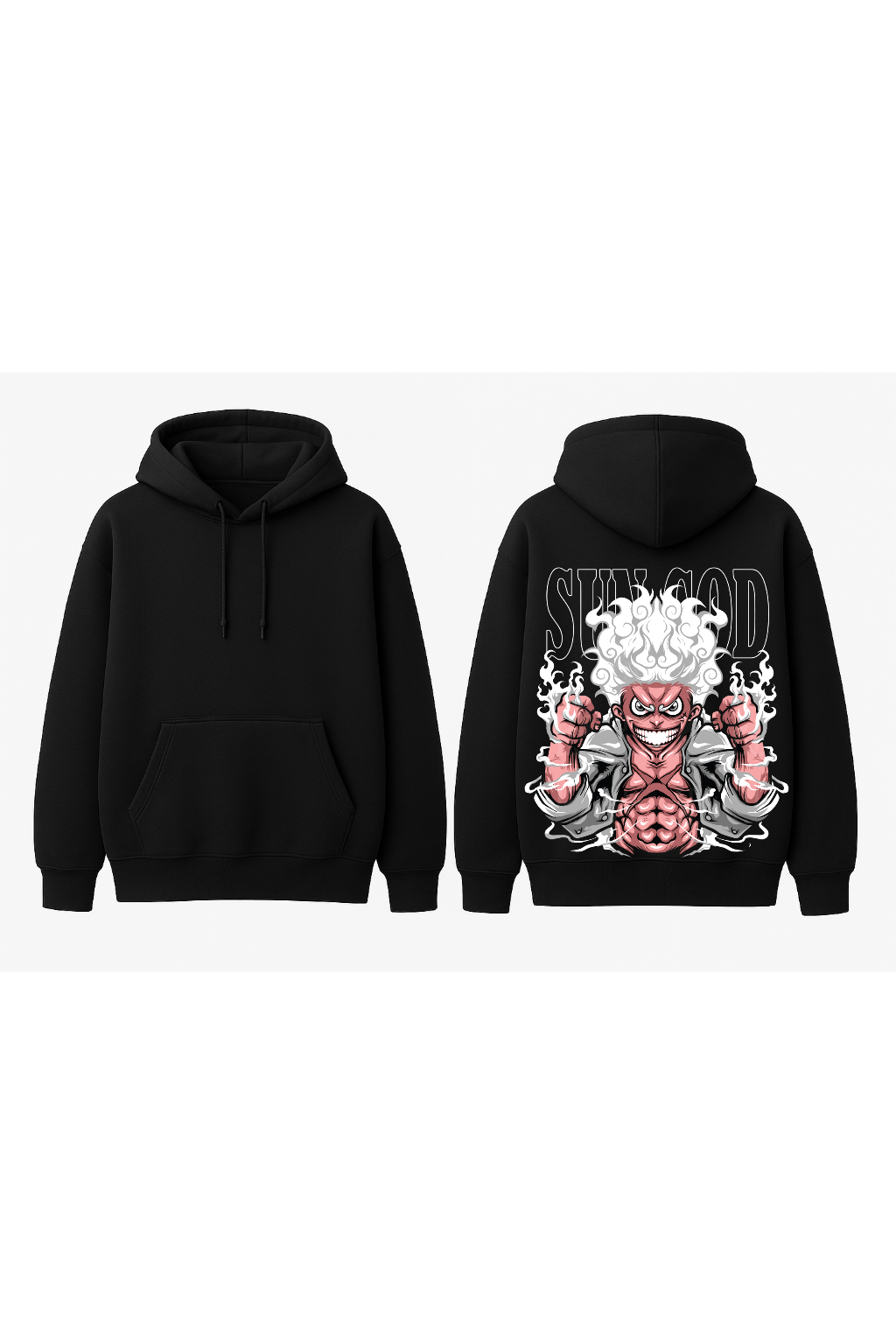 One Piece Luffy Sun God Nika Oversized Hoodie | Gear Fifth Cartoon Fleece