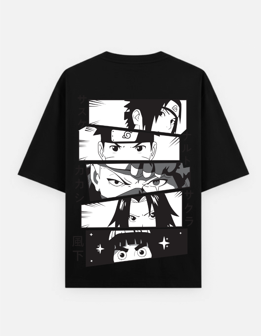Naruto "Shinobi Eyes" Oversized T-Shirt | Sasuke, Kakashi, Sakura, Lee Tee