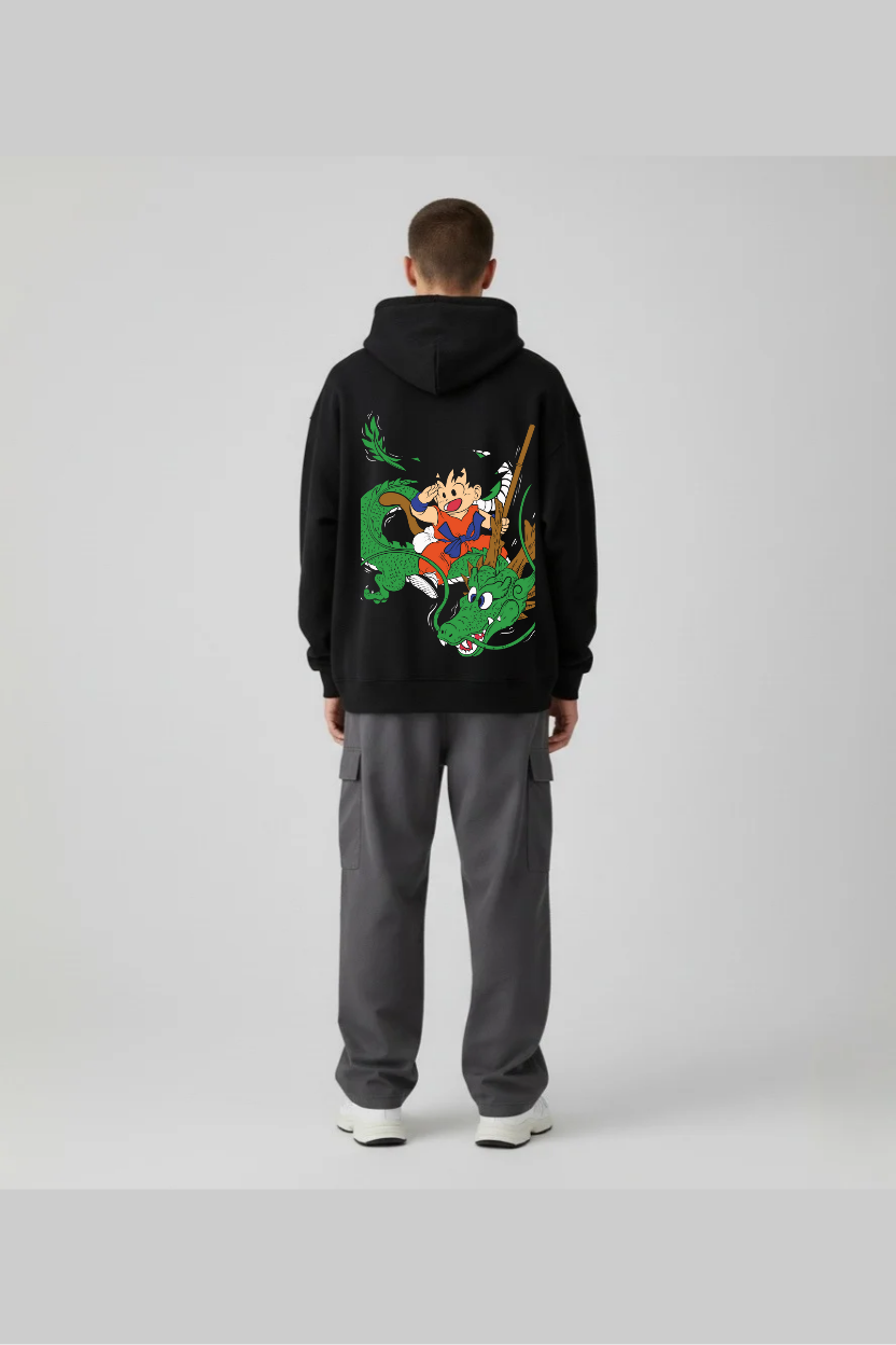Dragon Ball Goku Riding Shenron Oversized Hoodie | Classic Anime Fleece