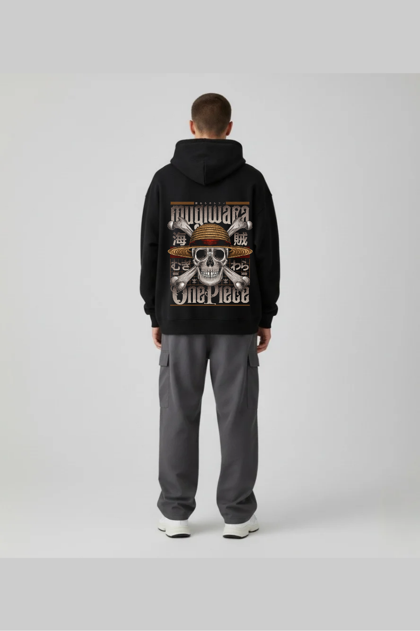 One Piece Mugiwara Jolly Roger Oversized Hoodie | Straw Hat Pirates Fleece