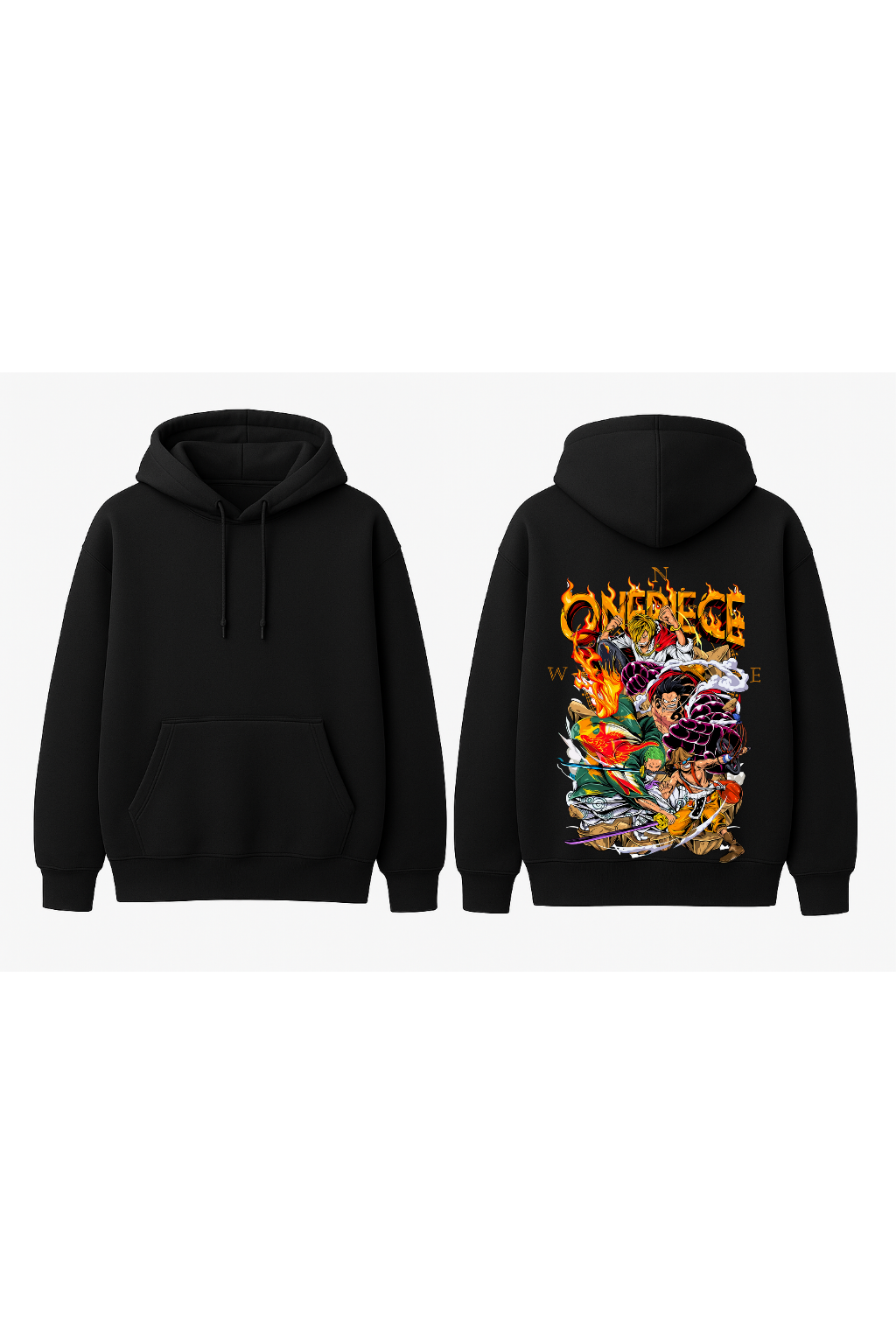 One Piece Monster Trio Battle Oversized Hoodie | Luffy Zoro Sanji Fleece Sweater
