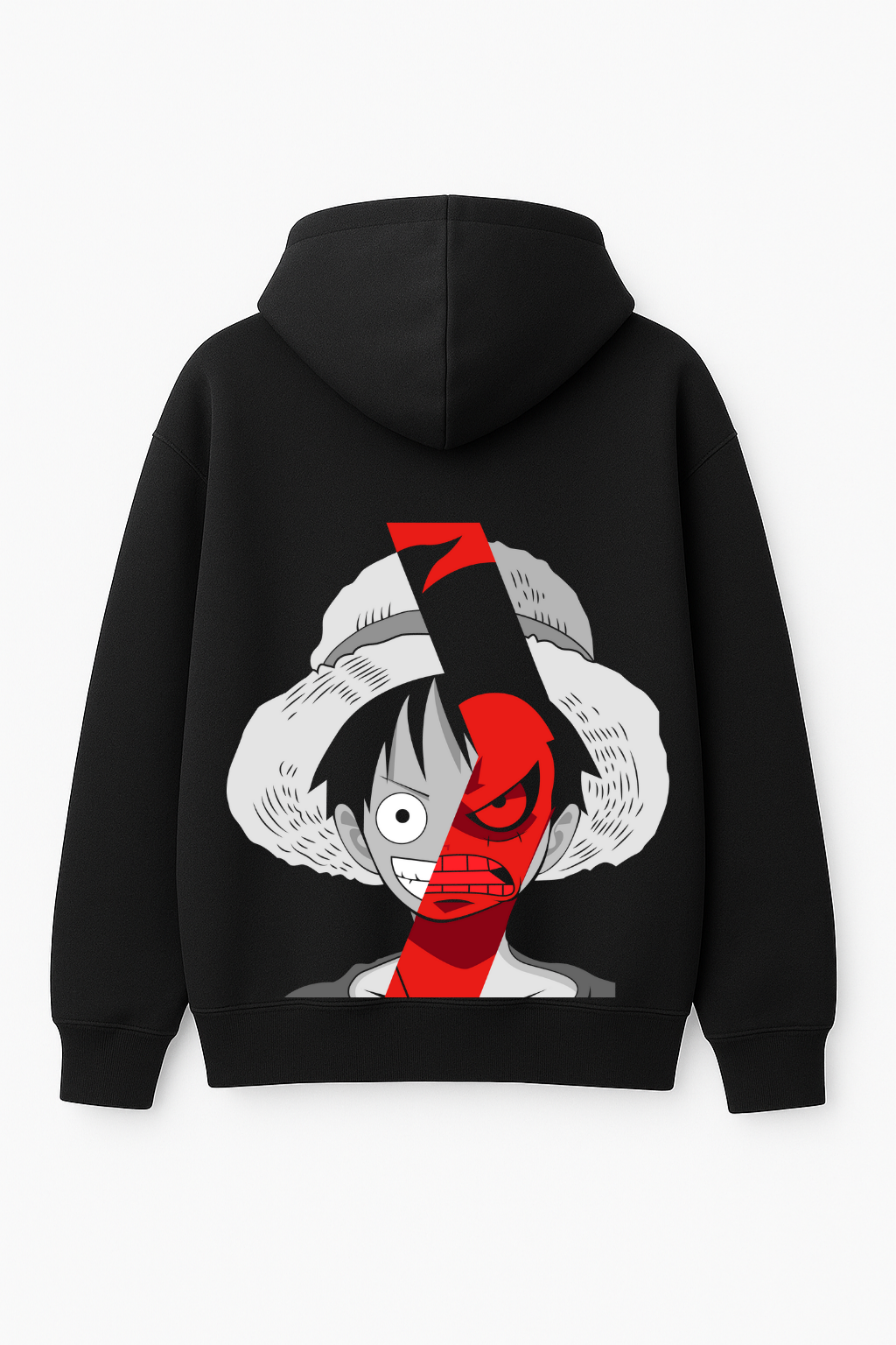 One Piece Luffy Duality Oversized Hoodie | Split Face Resolve Fleece