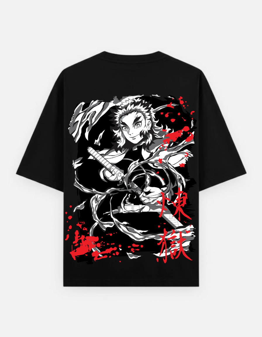 Demon Slayer Rengoku "Flame Hashira" Oversized T-Shirt | Kyojuro Graphic Tee