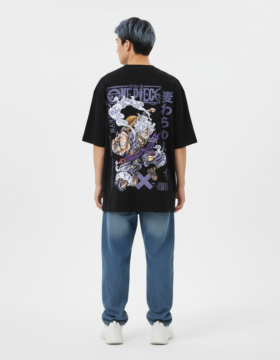 One Piece Luffy Gear 5 Oversized T-Shirt - Nika "Joy Boy" Graphic Tee
