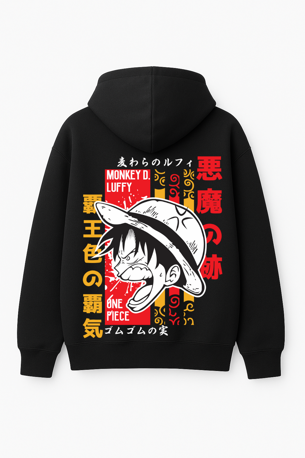 One Piece Luffy Iconic Elements Oversized Hoodie | Haki Devil Fruit Fleece