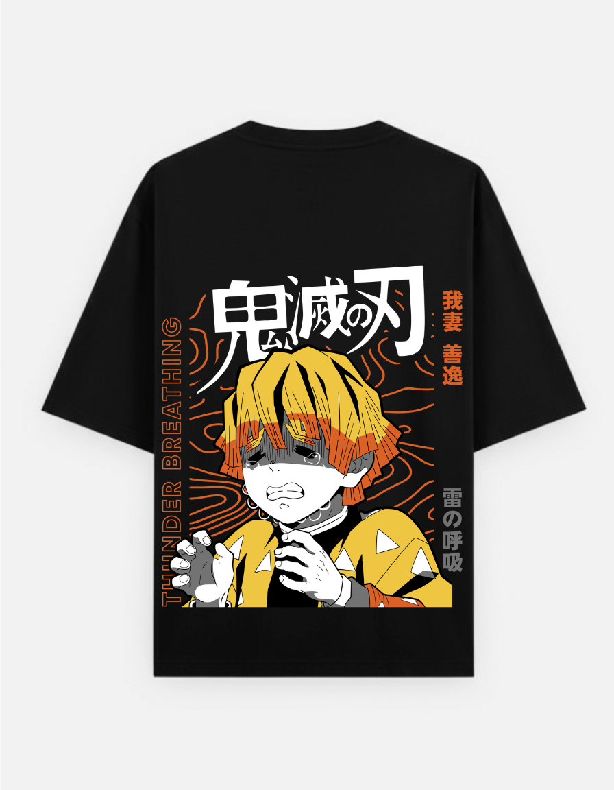 Demon Slayer "Zenitsu Thunder Panic" Oversized T-Shirt | Agatsuma Zenitsu Tee