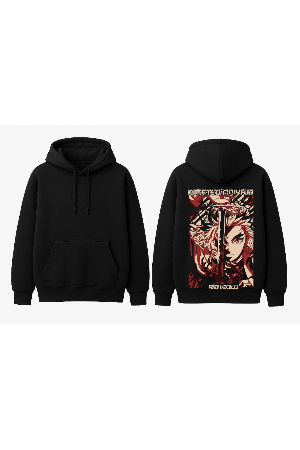 Demon Slayer Rengoku Flame Hashira Oversized Hoodie | Stylized Anime Fleece