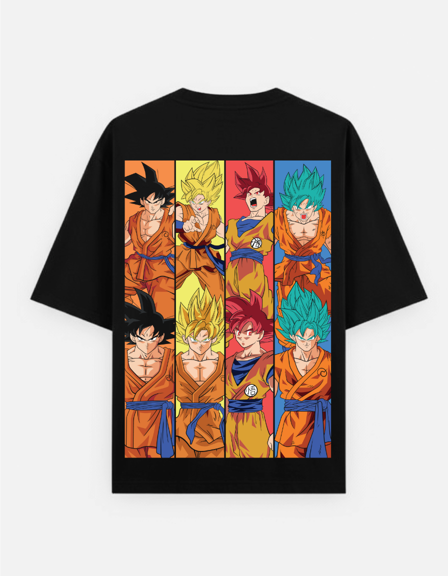 Dragon Ball Z Super "Goku Transformations" Oversized T-Shirt | Saiyan Forms Tee