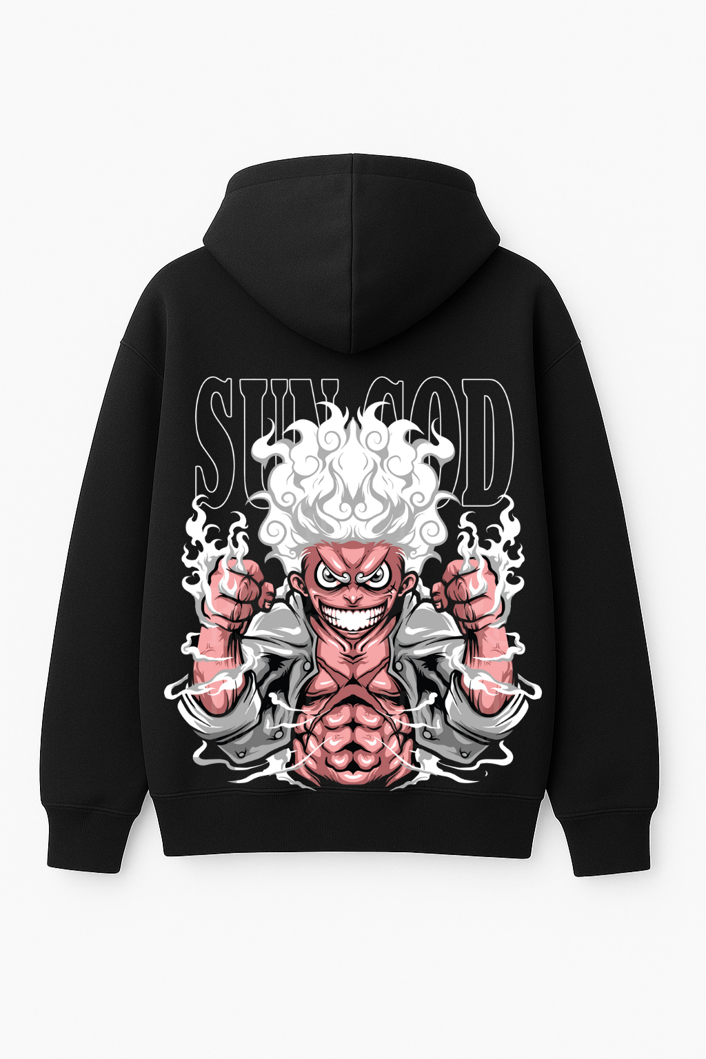 One Piece Luffy Sun God Nika Oversized Hoodie | Gear Fifth Cartoon Fleece
